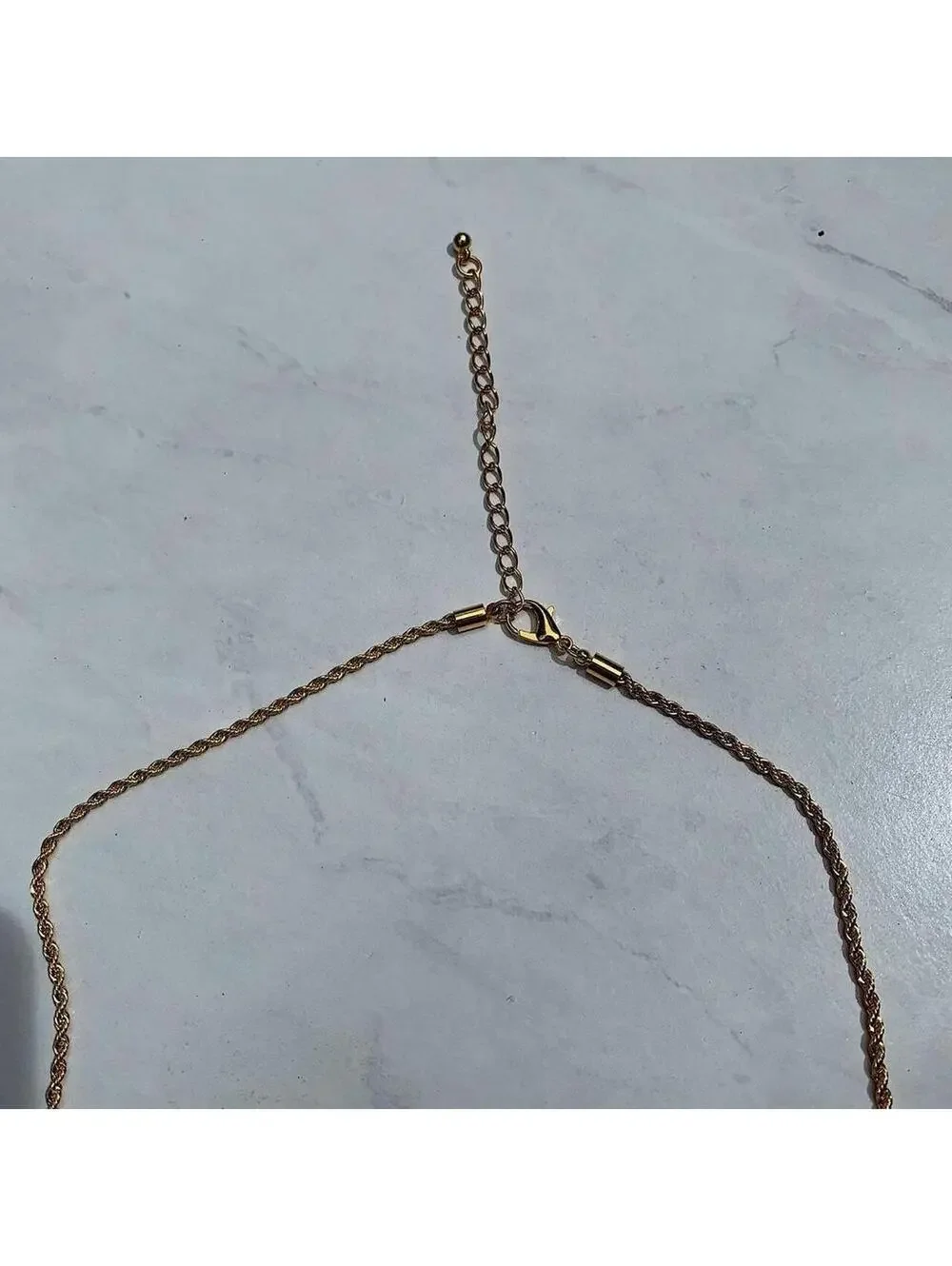 Futuristic Cross Star Green Opal Pendant Gold Rope Chain Necklace. Stainless